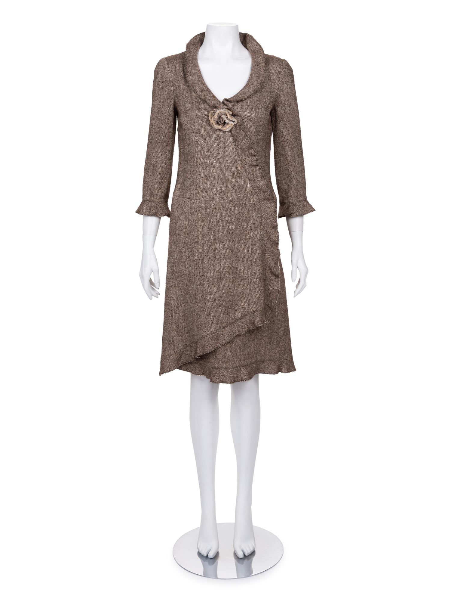 Chanel Herringbone Tweed Wrap Style Dress, Fall 2005