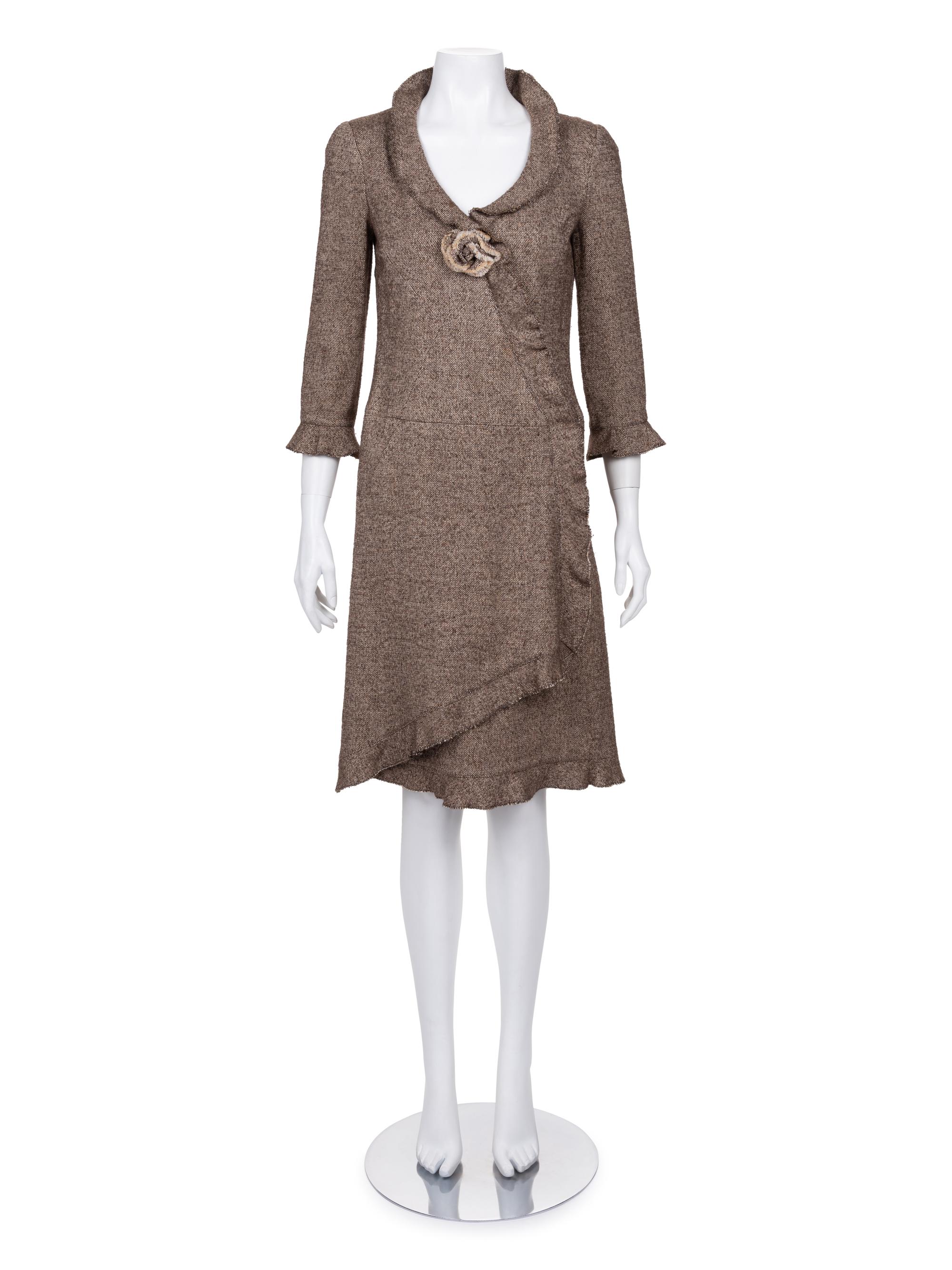 Chanel Herringbone Tweed Wrap Style Dress, Fall 2005