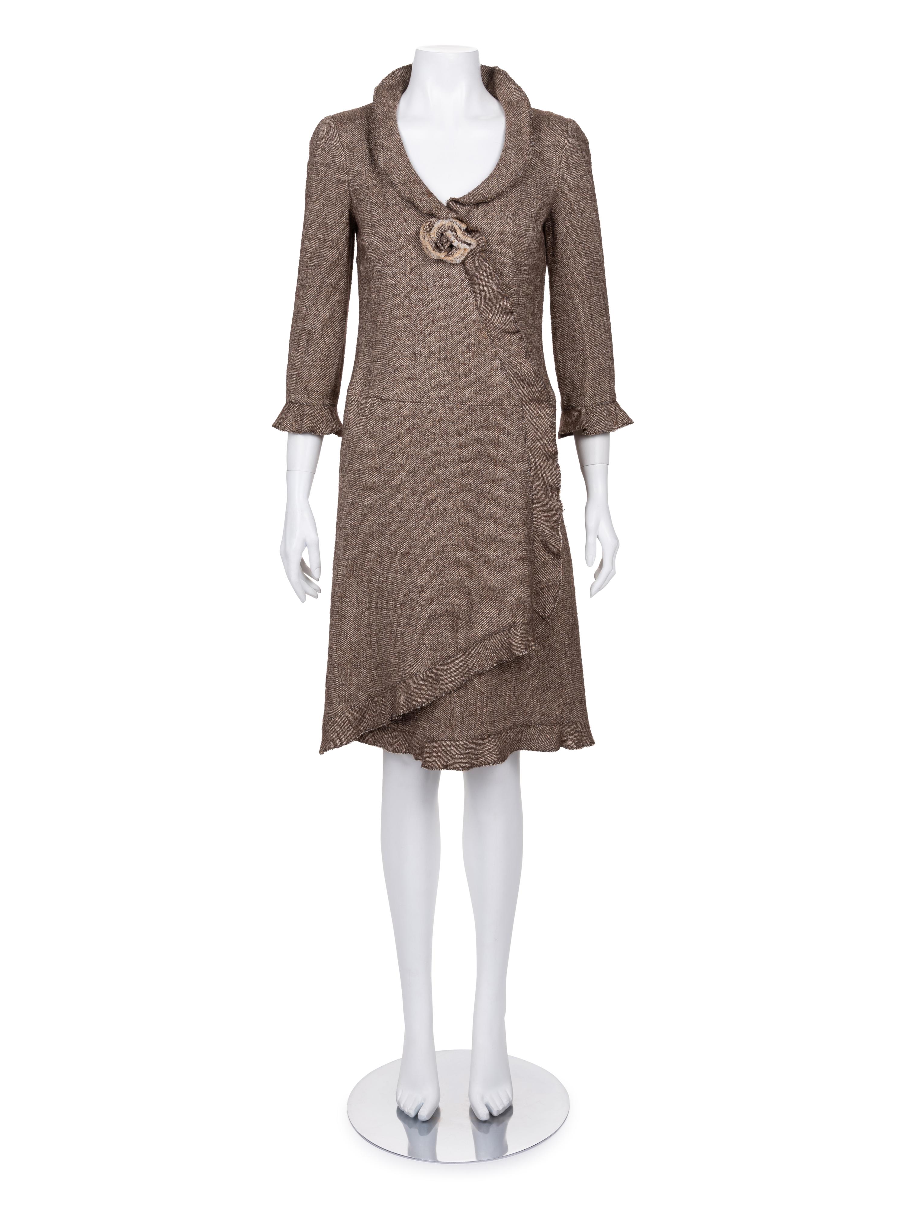 Chanel Herringbone Tweed Wrap Style Dress, Fall 2005
