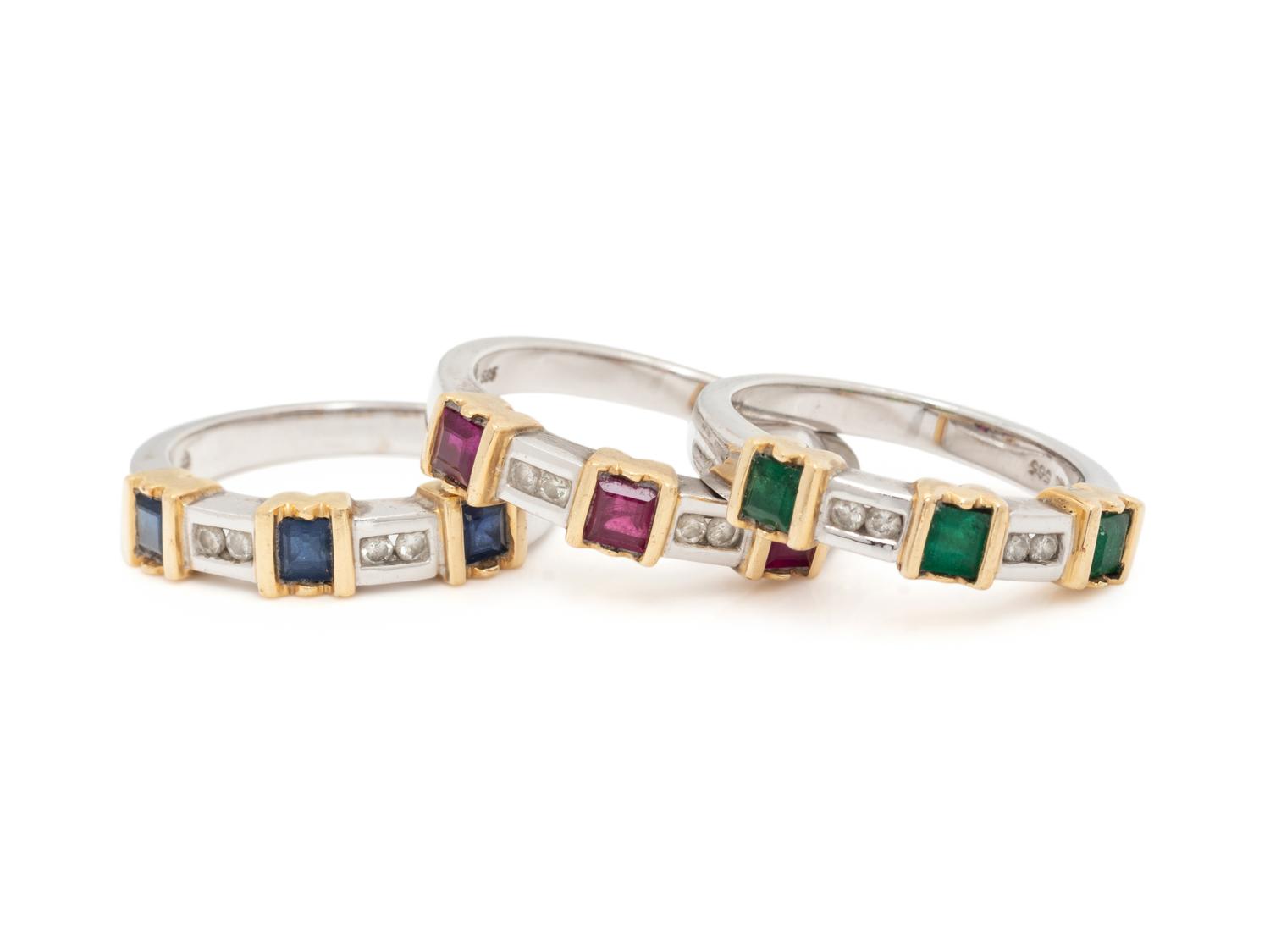 COLLECTION OF GEMSTONE AND DIAMOND RINGS