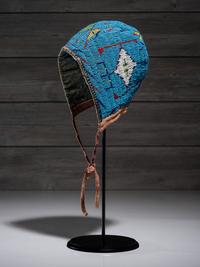 Sioux Child's Beaded Hide Bonnet
