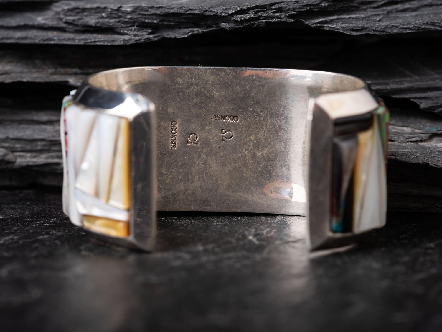 Silver and Mosaic Inlay Cuff Bracelet
