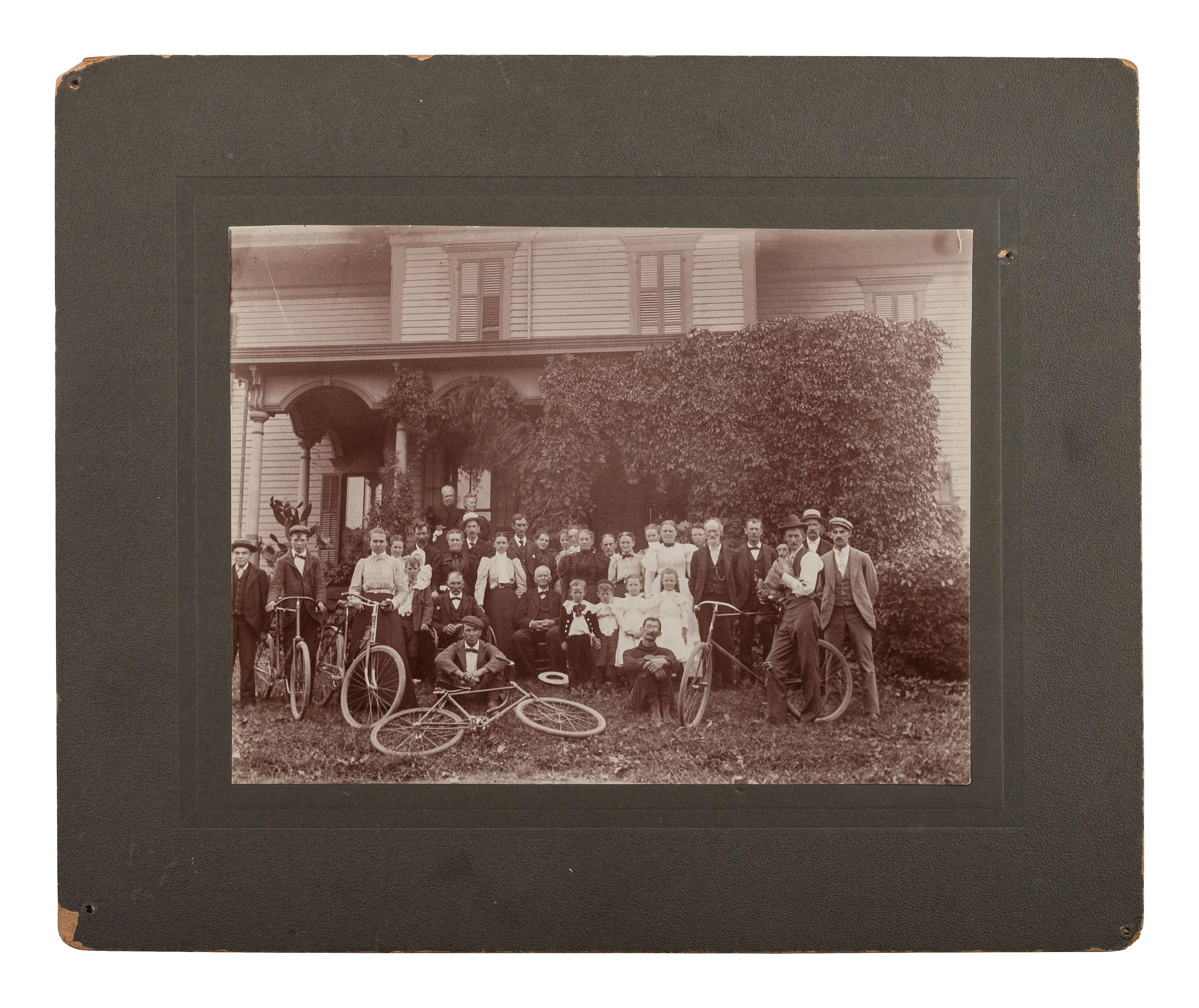 [EARLY PHOTOGRAPHY - CYCLING]. 14 photographs of featuring bicycles and other wheeled devices.