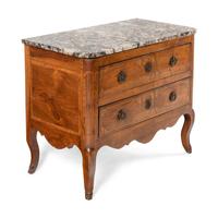 A Louis XVI Walnut and Breccia Marble-Top Commode