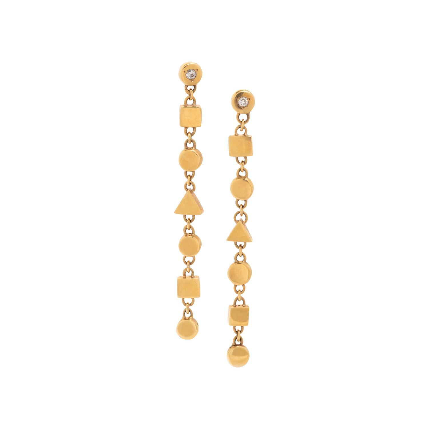 SUSAN BERMAN, YELLOW GOLD AND DIAMOND EARRINGS