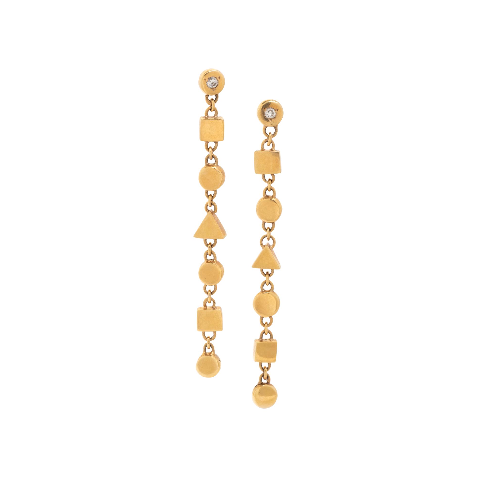 SUSAN BERMAN, YELLOW GOLD AND DIAMOND EARRINGS