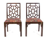 Sixteen Chinese Chippendale Style Mahoganized Dining Chairs — 20TH CENTURY