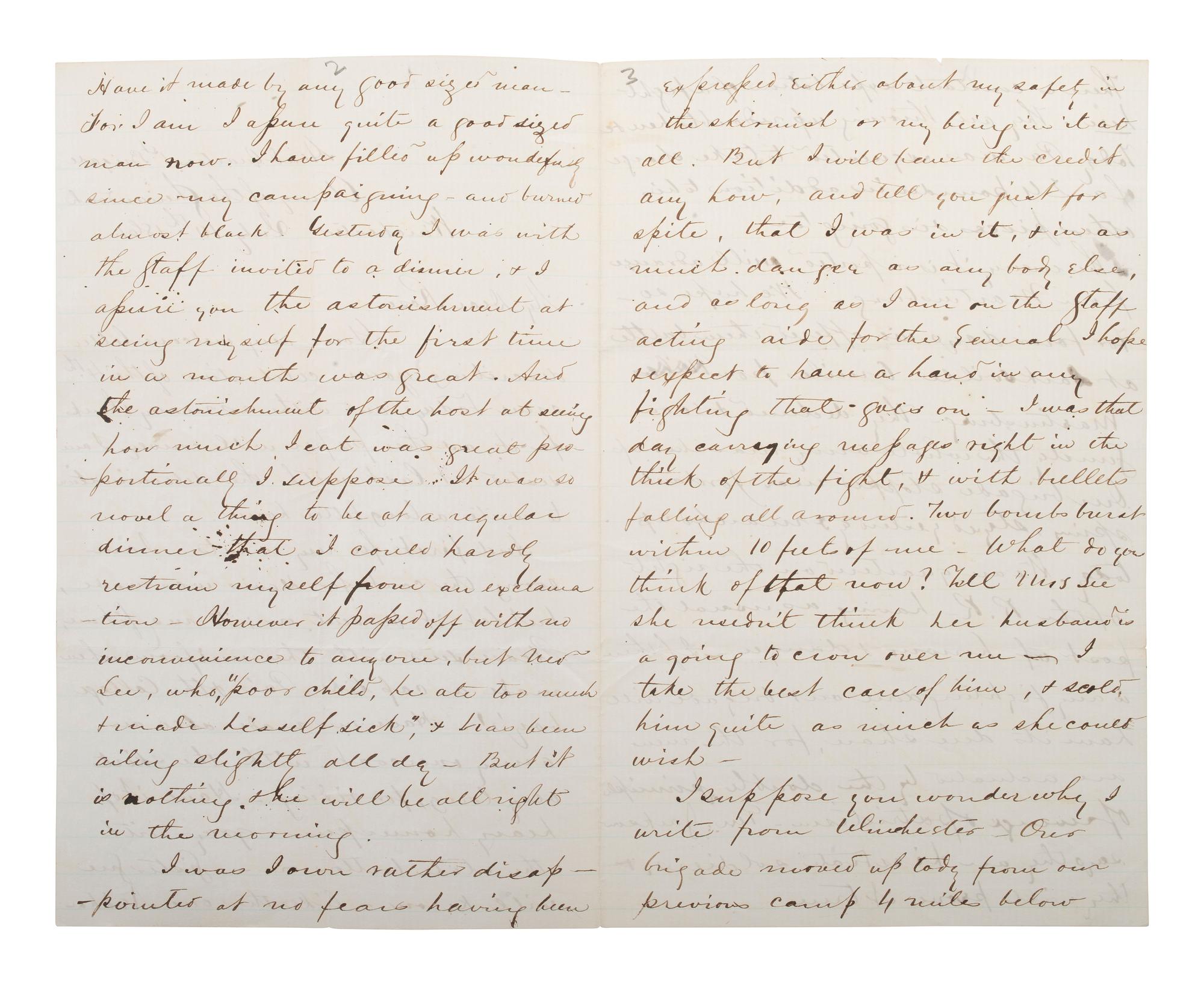 PENDLETON, Alexander Swift "Sandie" (1840-1864). Autograph letter signed ("A.S. Pendleton"). Winchester, [VA], 10 July 1861.