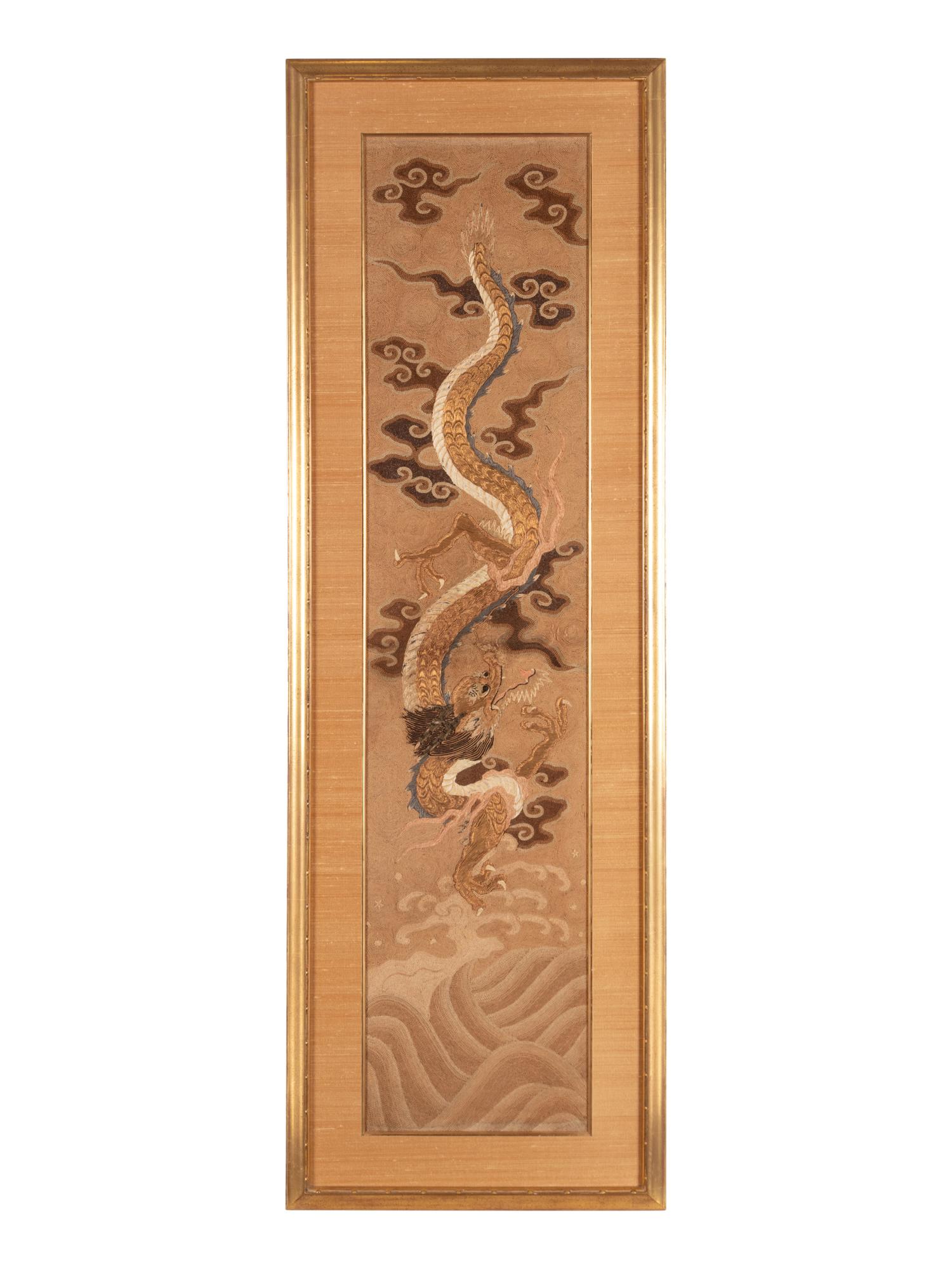 A Embroidered Silk ‘Dragon’ Panel