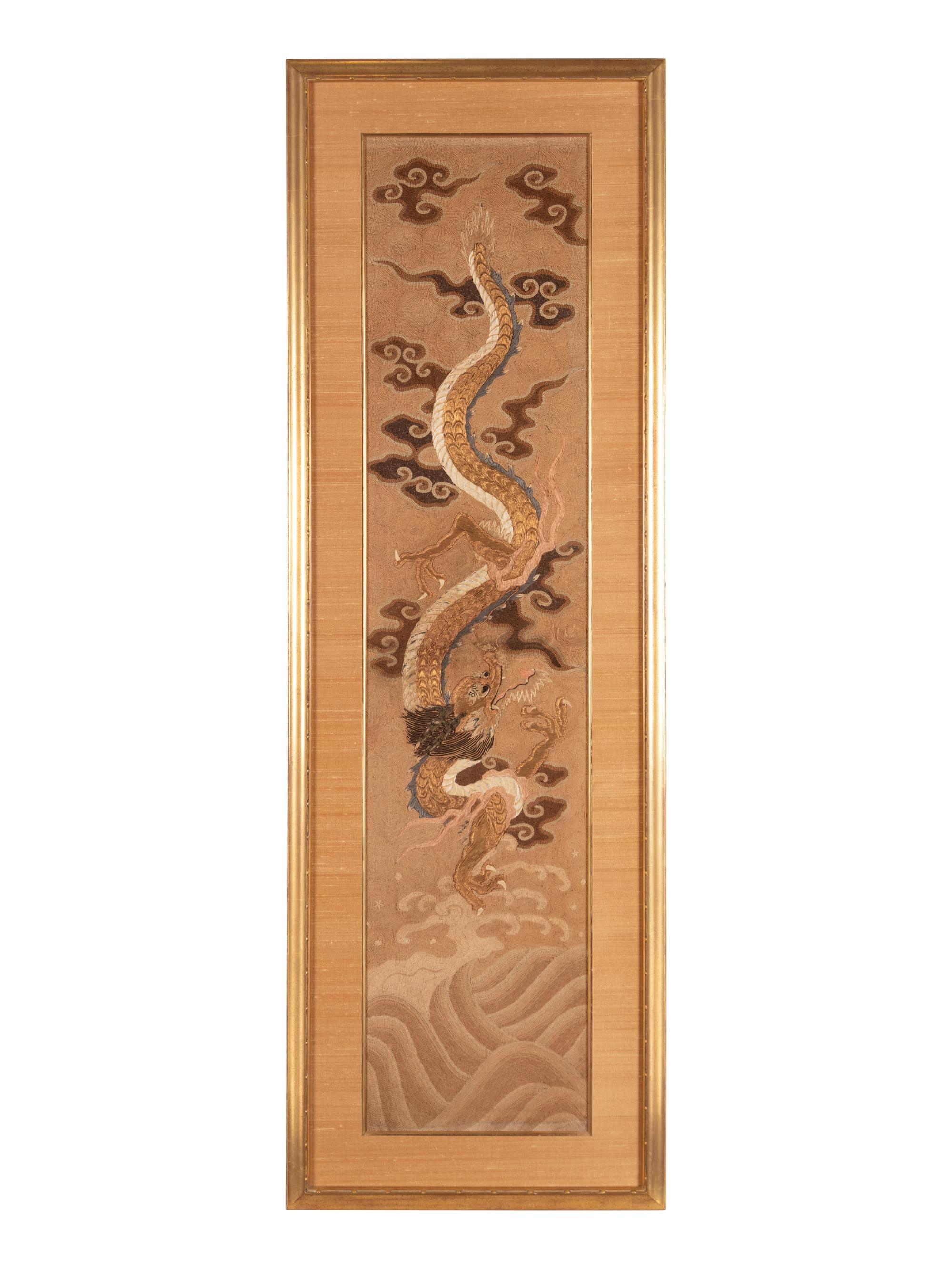 A Embroidered Silk ‘Dragon’ Panel