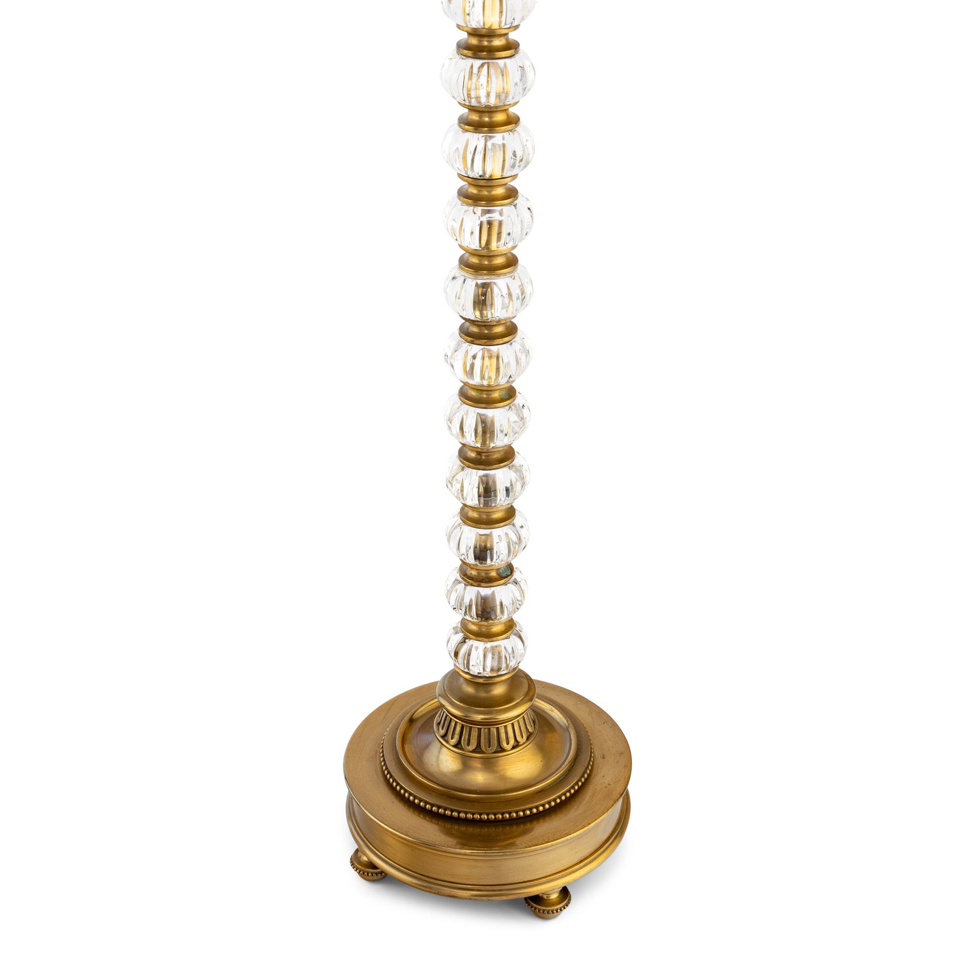 A Pair of Brass and Glass Table Lamps