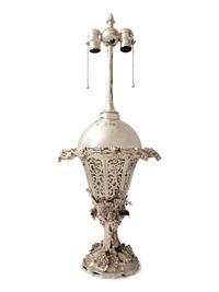 A Victorian Silver-Plate Centerpiece Mounted as a Lamp