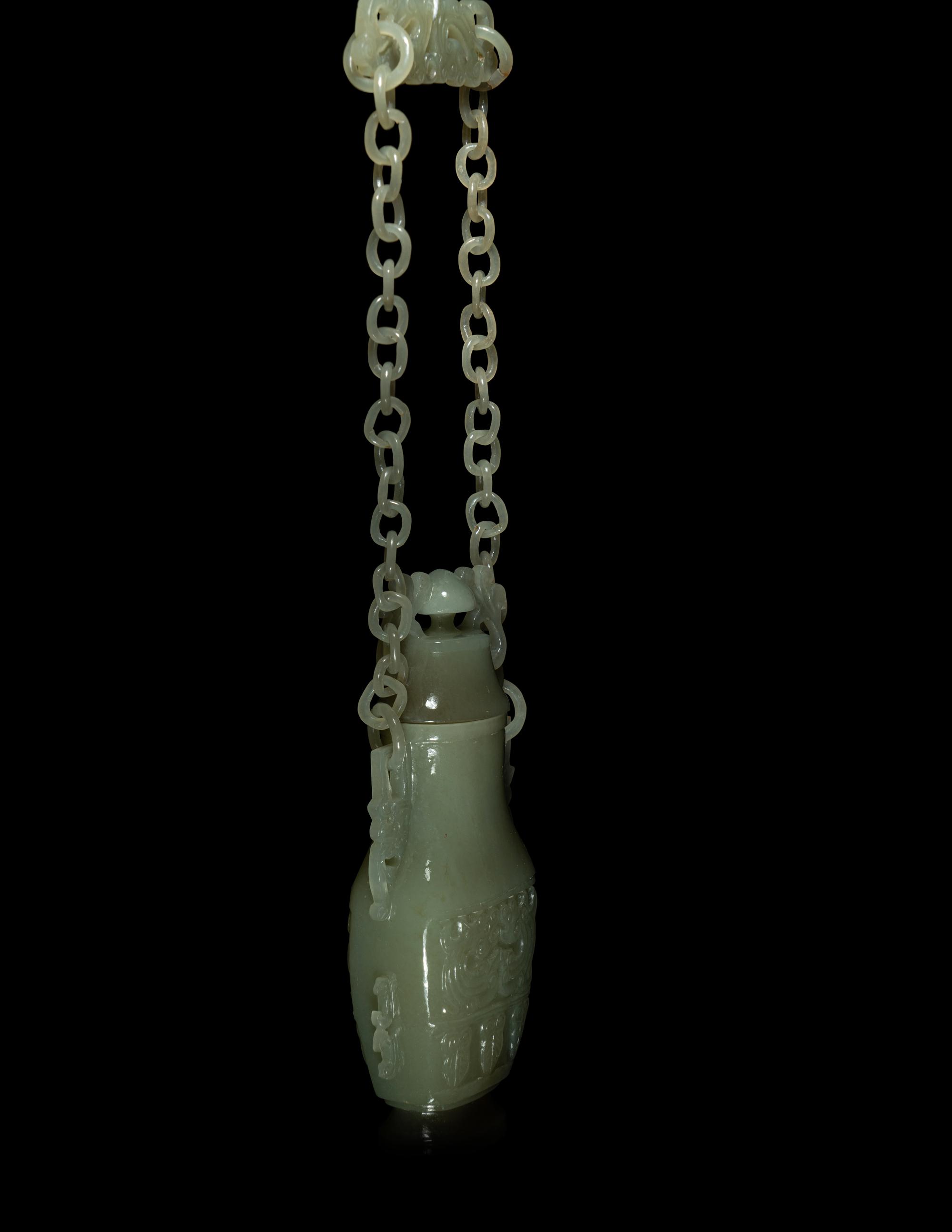 A Chinese Serpentine Baluster Vase and Cover
