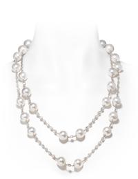 CULTURED SOUTH SEA PEARL AND DIAMOND LONGCHAIN NECKLACE