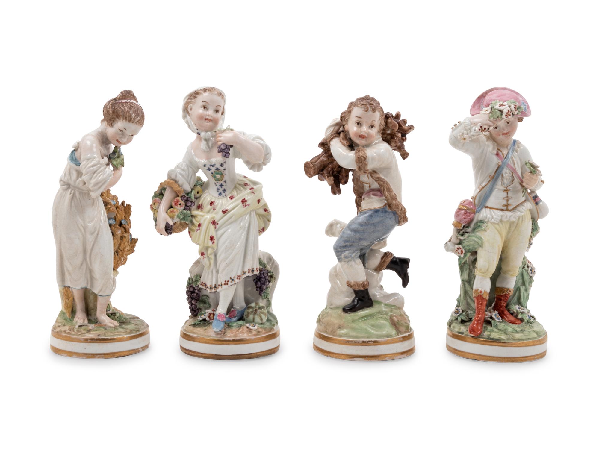 A Set of Four Chelsea Porcelain Four Seasons Figures