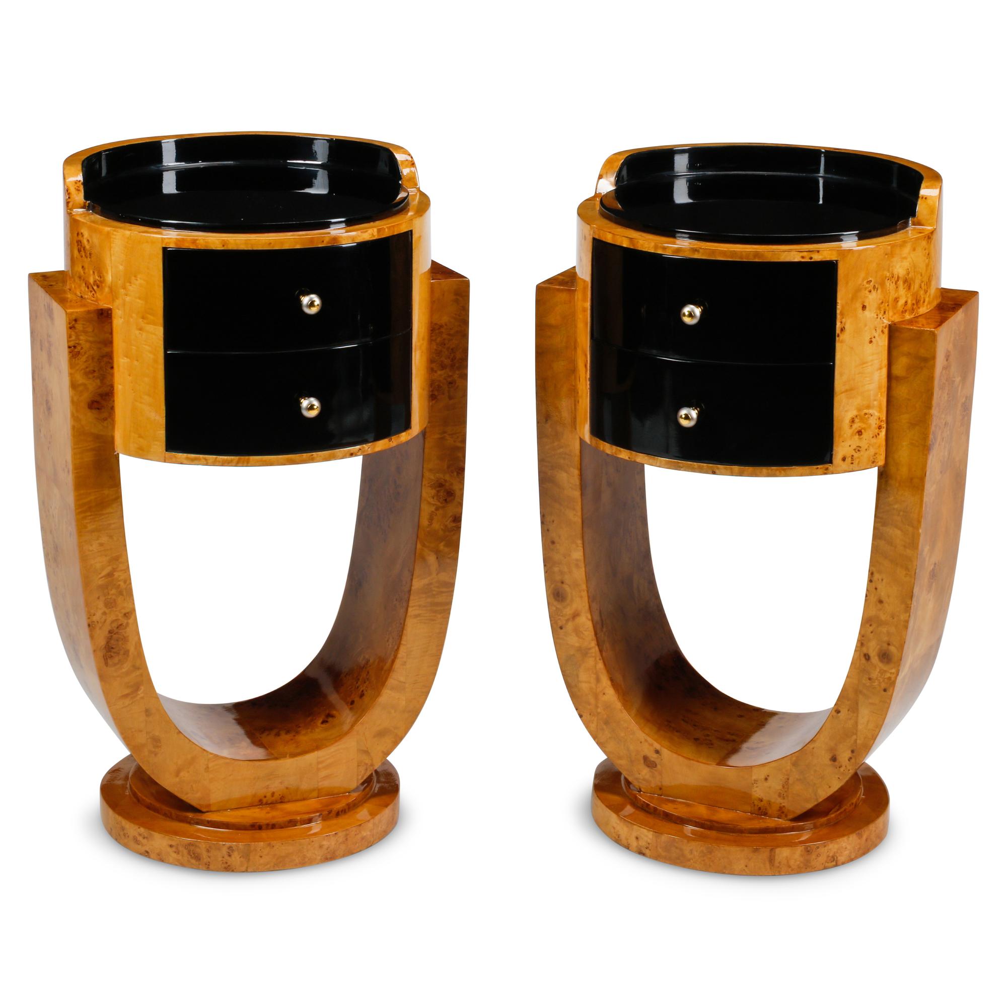 A Pair of Art Deco Style Part-Ebonized Side Tables