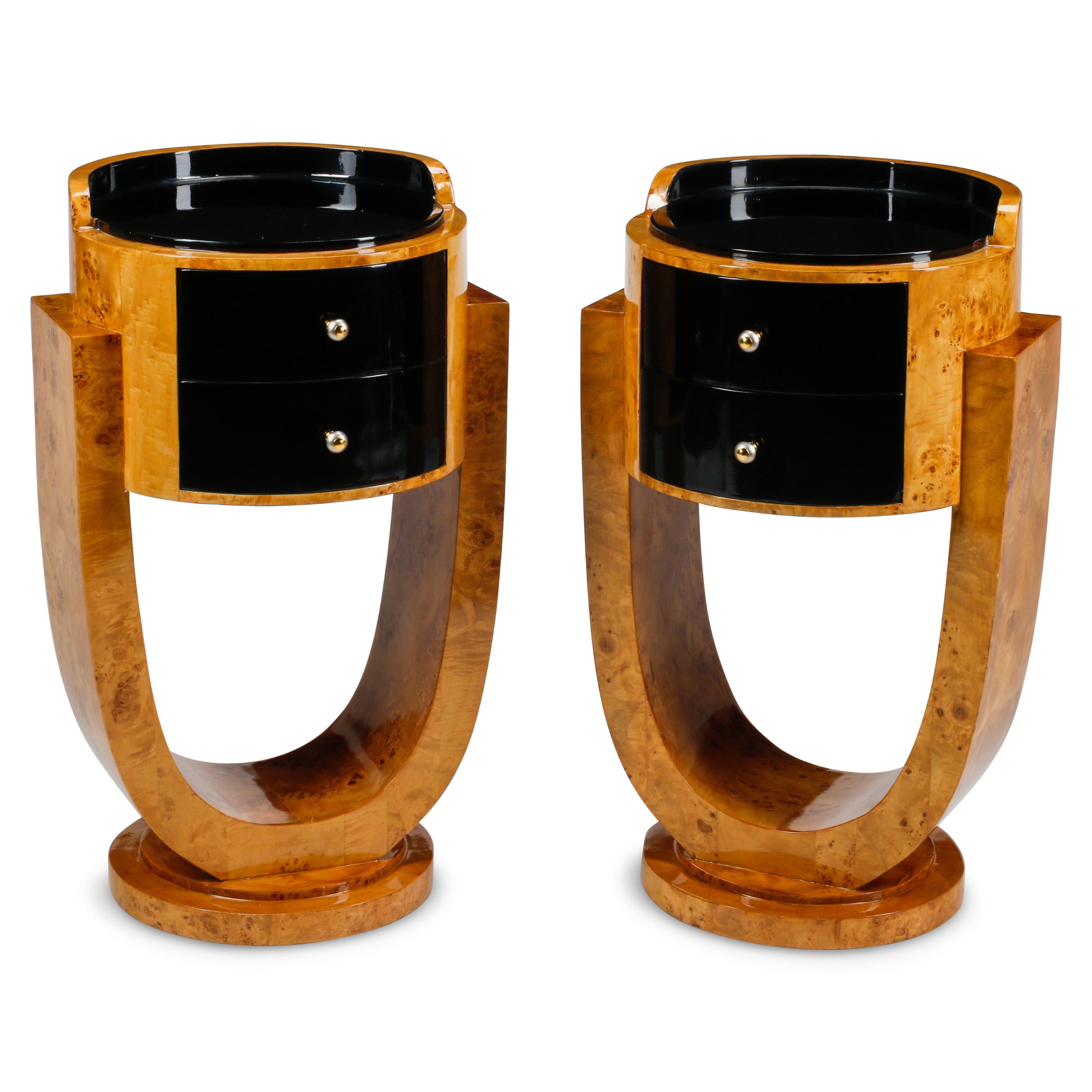 A Pair of Art Deco Style Part-Ebonized Side Tables