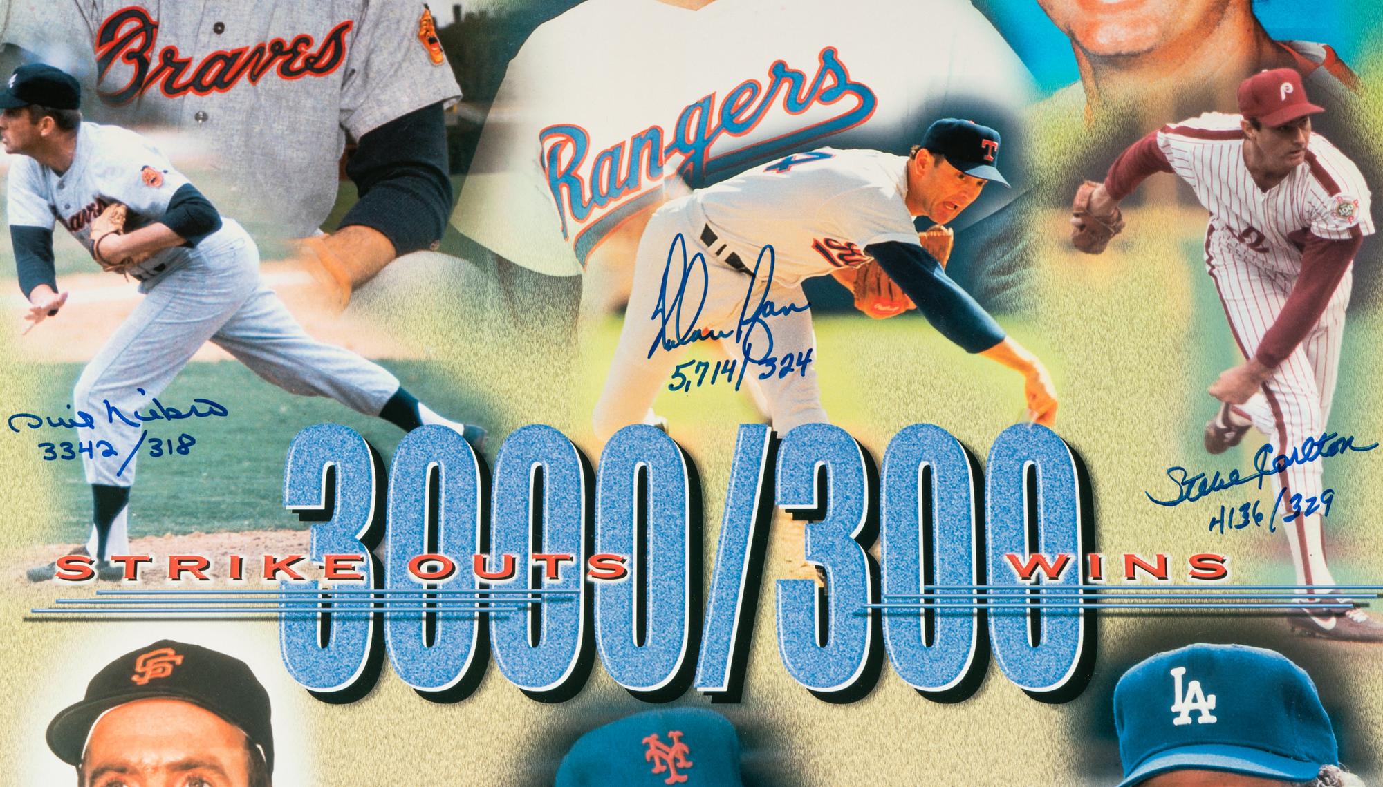 A 3,000 Career Strike Outs / 300 Career Wins Multi Signed Autograph Print (Beckett Authentication Services),