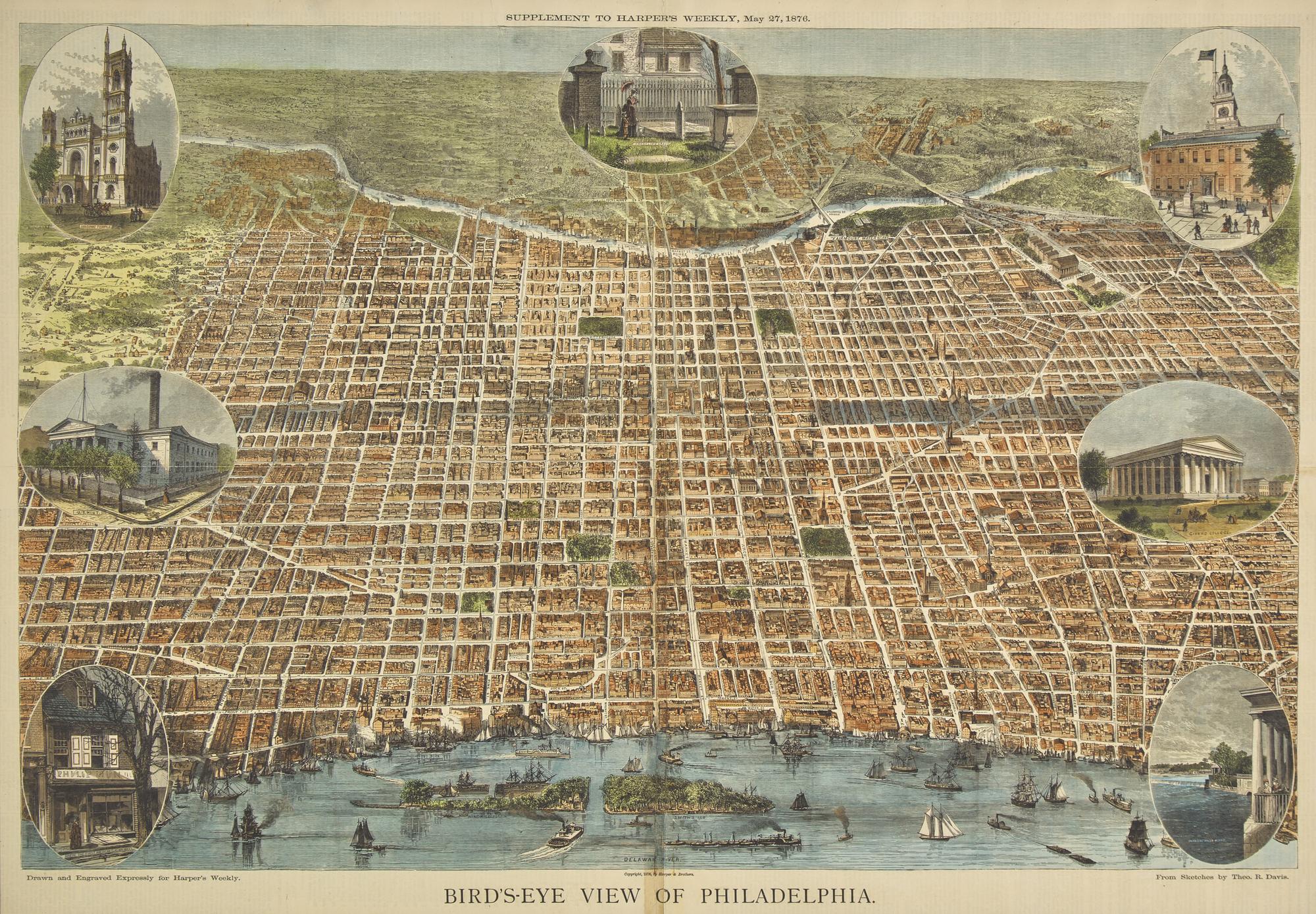 [Philadelphia] Bird's-Eye View of Philadelphia