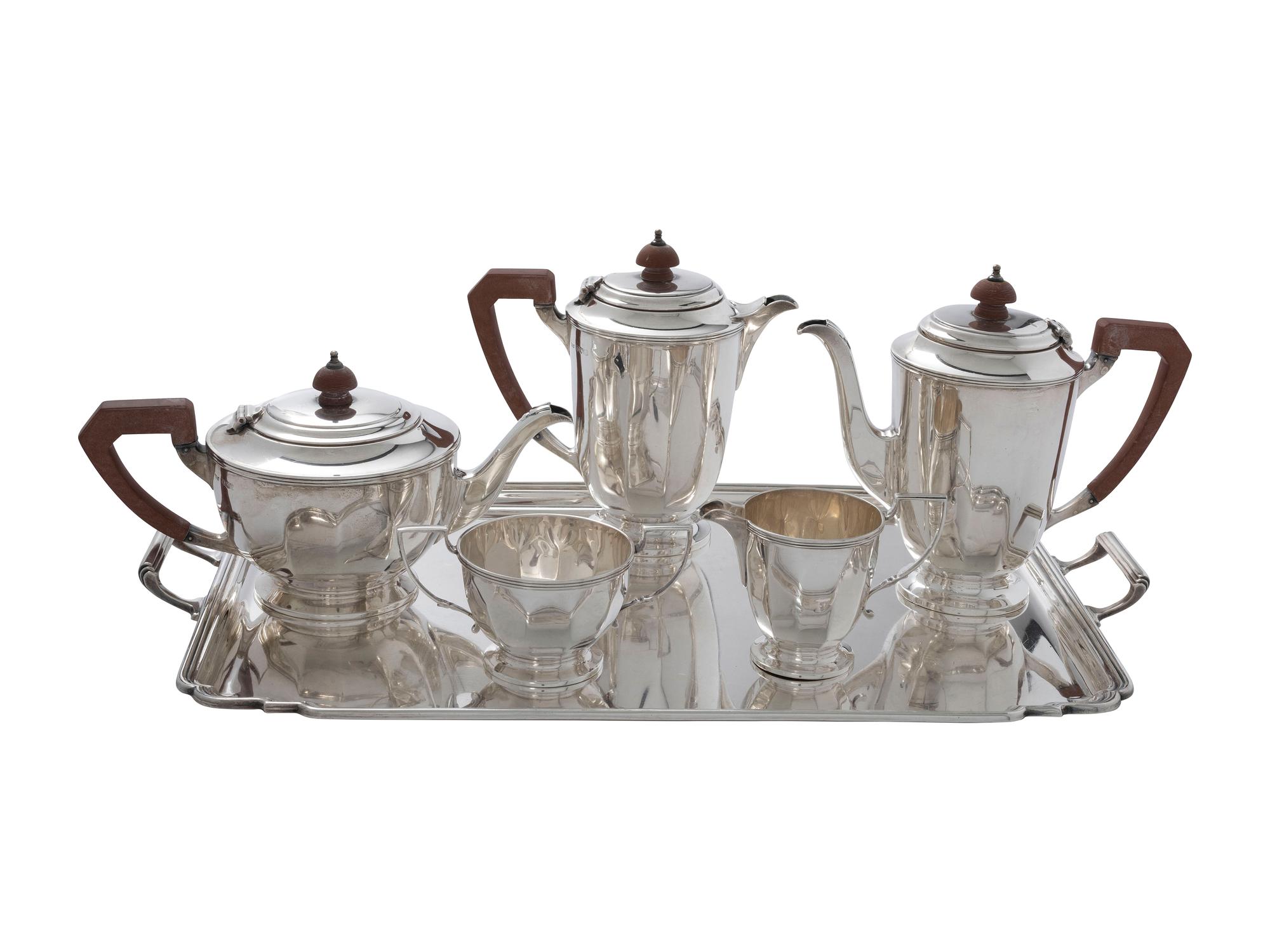 An English Silver Six-Piece Coffee & Tea Service