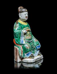 A Chinese Famille Verte Porcelain Figure of Wenchang