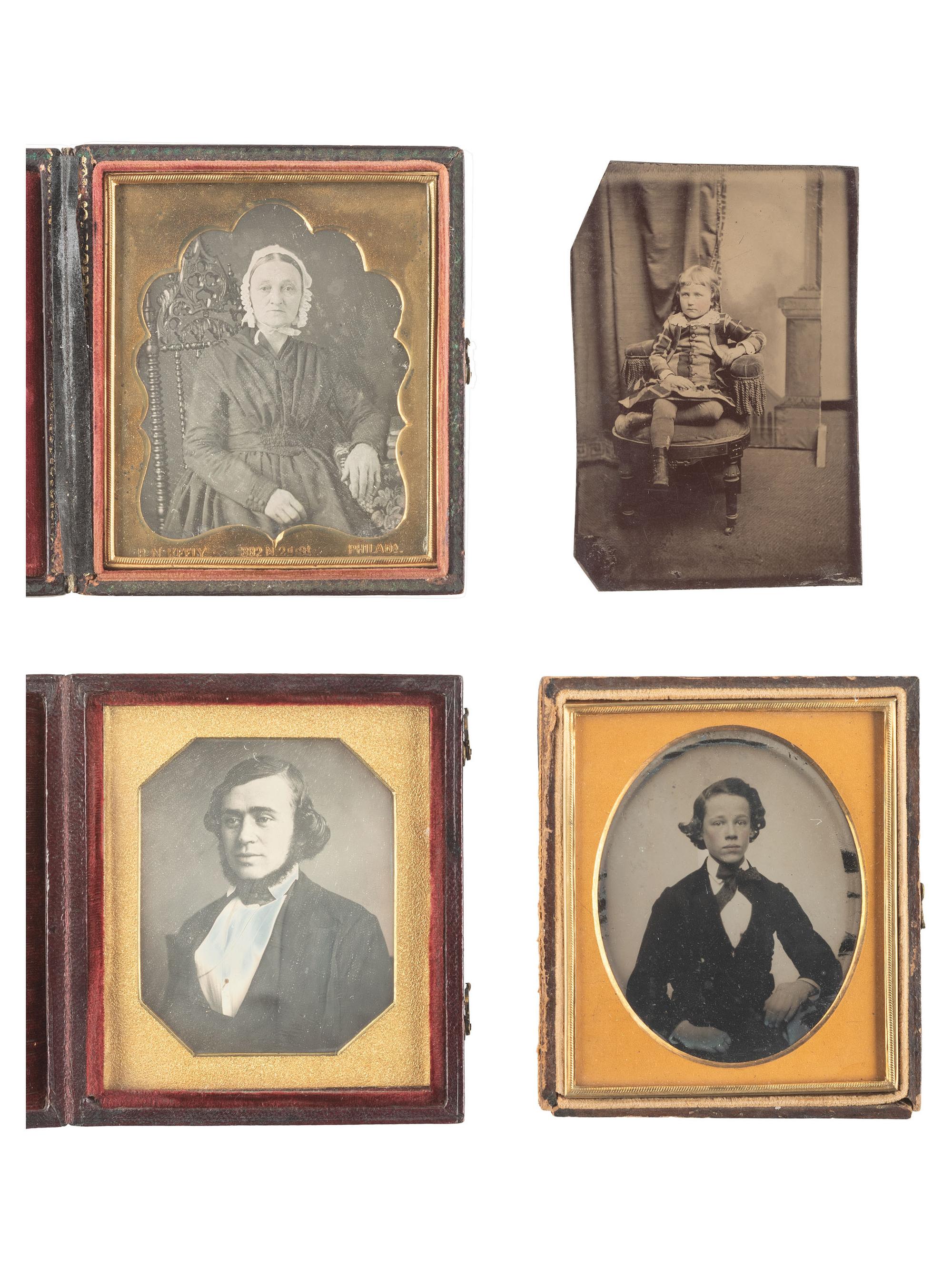 [EARLY PHOTO] 13 daguerreotypes, tintypes, and ambrotype of varying subjects incl. work by Keely.