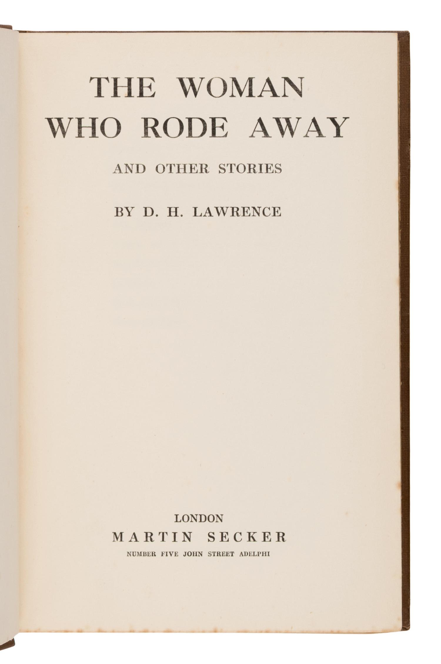Lawrence, D.H. (1885-1930). A group of 9 titles, most first editions, comprising: