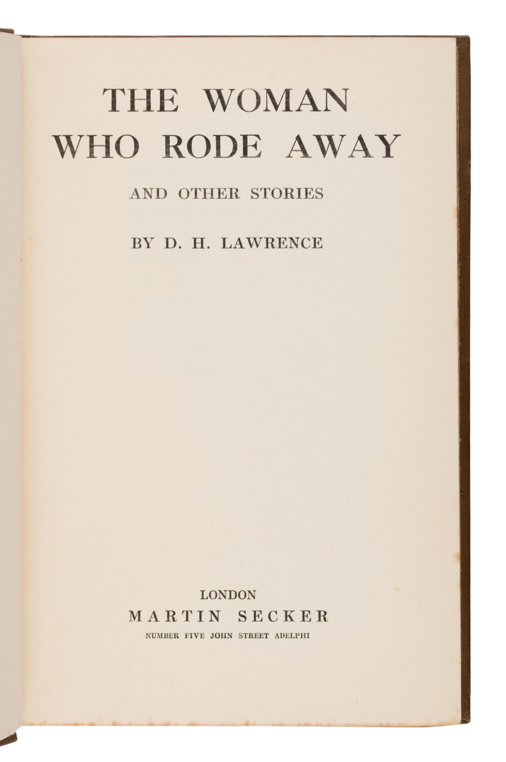 Lawrence, D.H. (1885-1930). A group of 9 titles, most first editions, comprising: