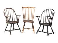 Three Paint Decorated Windsor Chairs