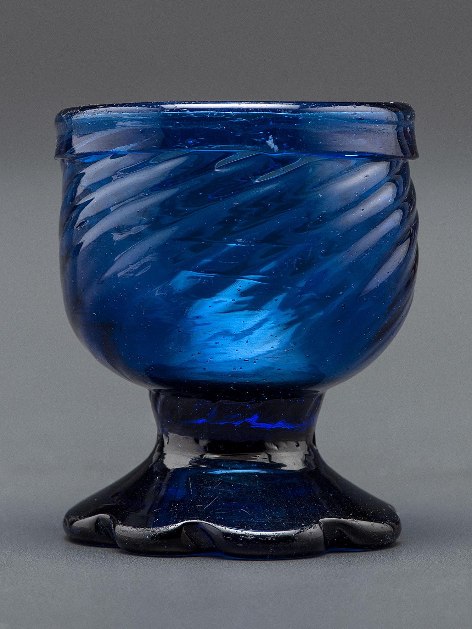 A Blown-Glass Saltcellar in Cobalt Blue