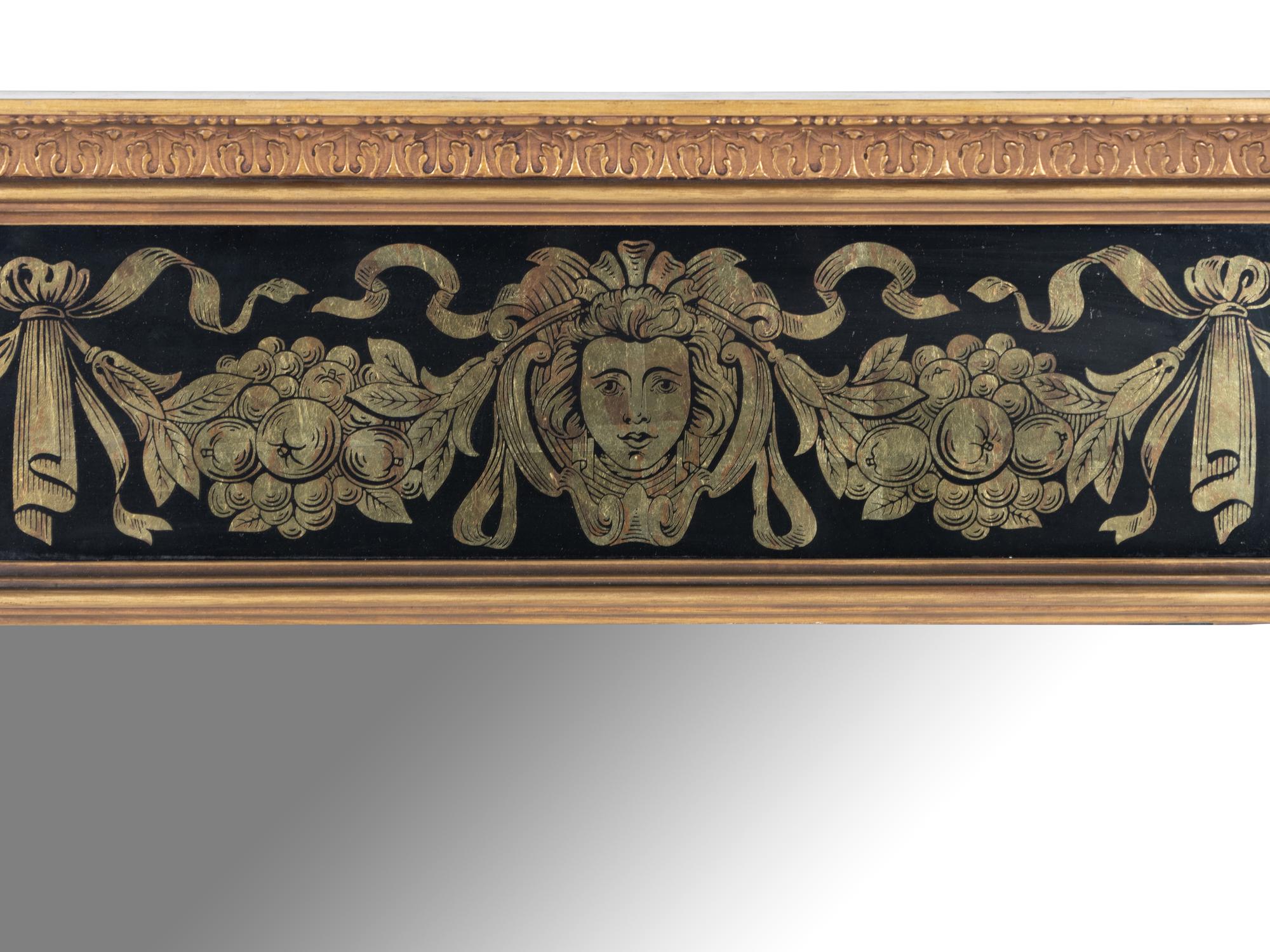 A Neoclassical Style Reverse-Painted Glass Mirror