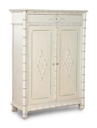 A Victorian White Painted Faux Bamboo Armoire