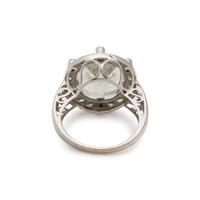 GREEN QUARTZ AND DIAMOND RING
