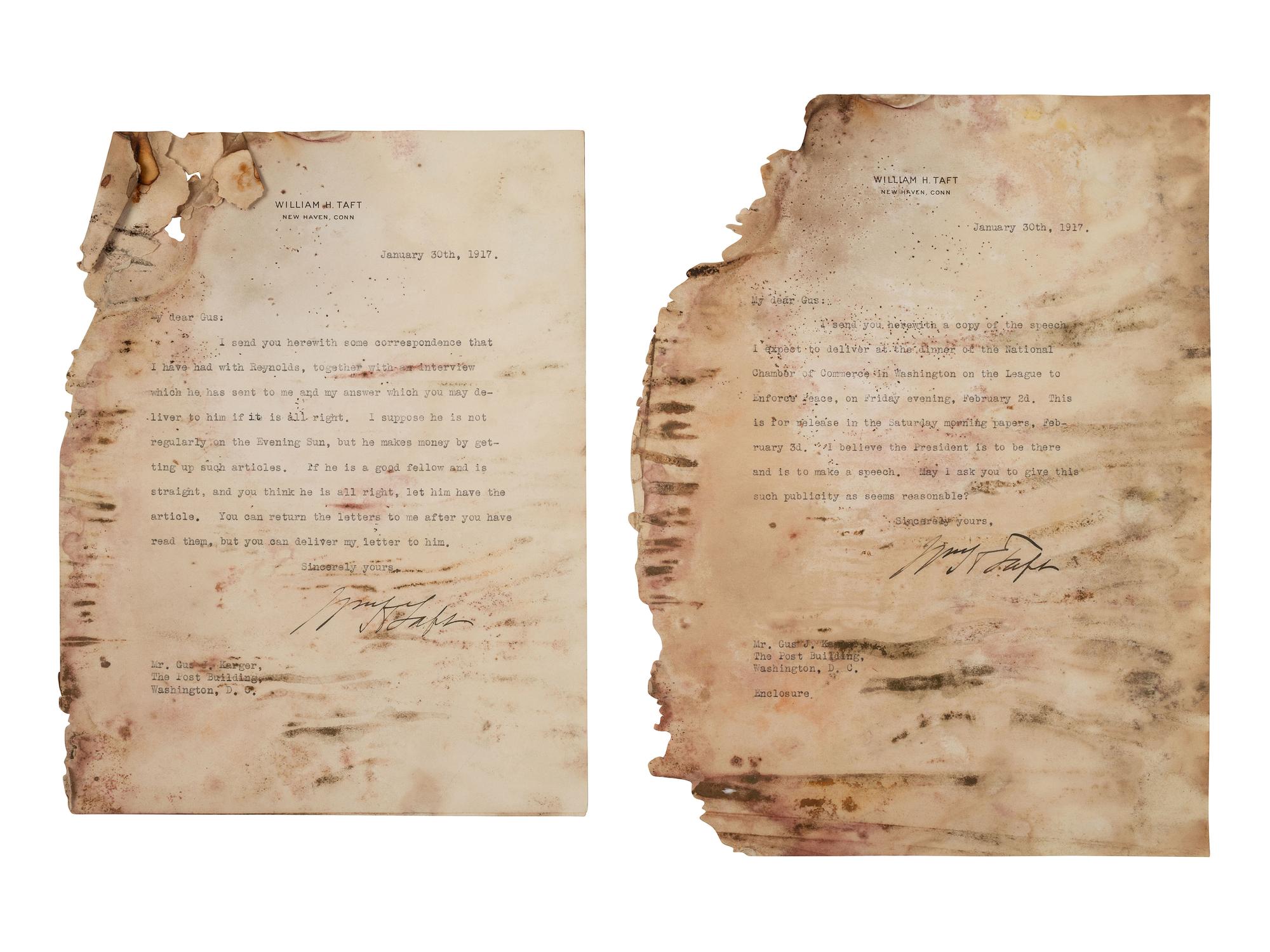 TAFT, William Howard (1857-1930). Archive of correspondence between Taft & “Gus” Karger, ca 1908-24.