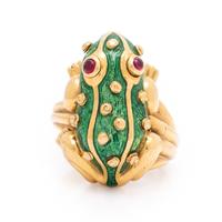 David Webb, Enamel and Ruby Frog Ring
