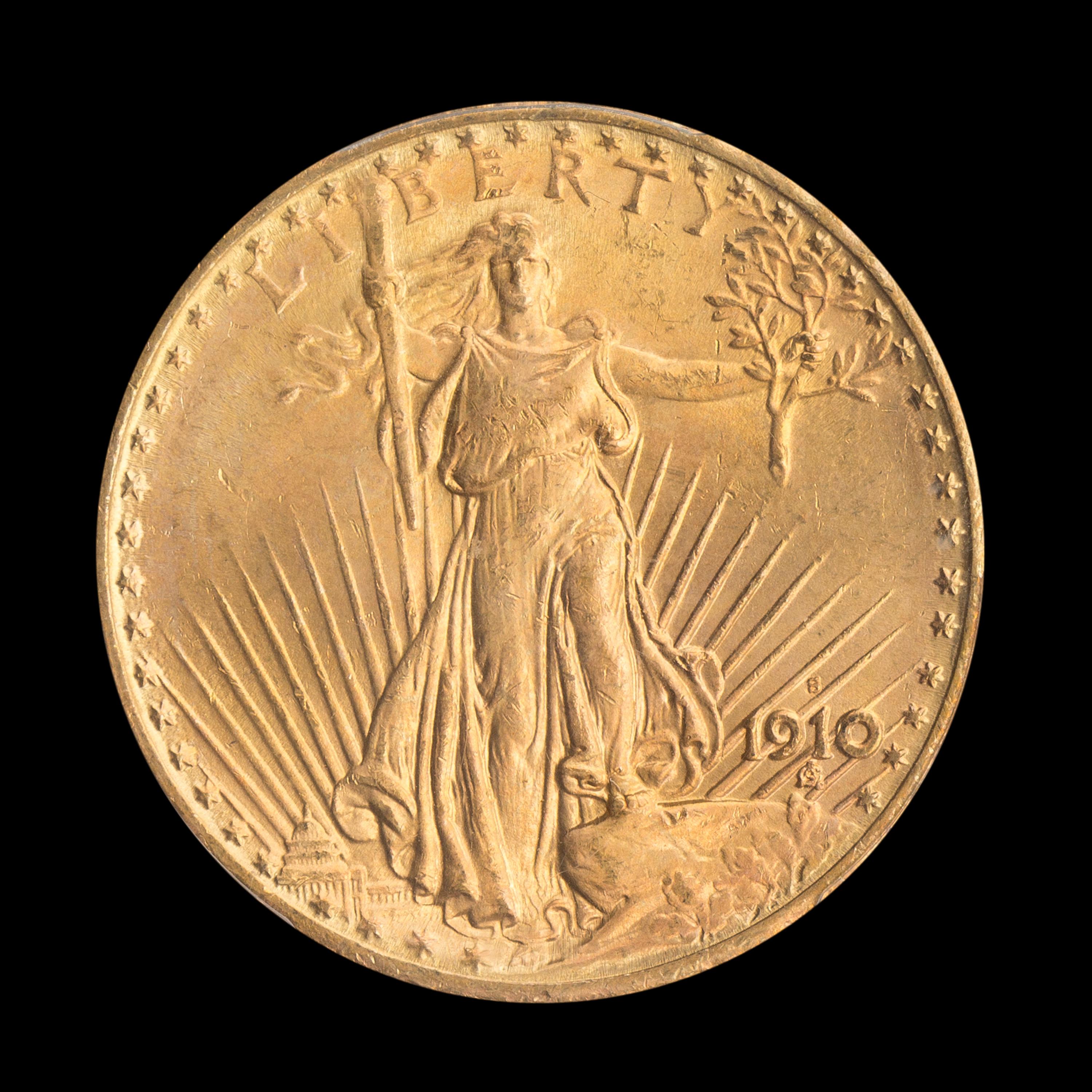 A United States 1910-S St. Gaudens $20 Gold Coin