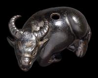 A Small Chinese Bronze Ox-Form Water Dropper