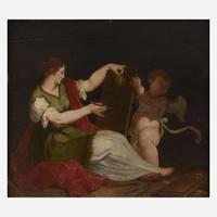 Spanish School (18th Century) Allegory of Painting (Sopra Porta)
