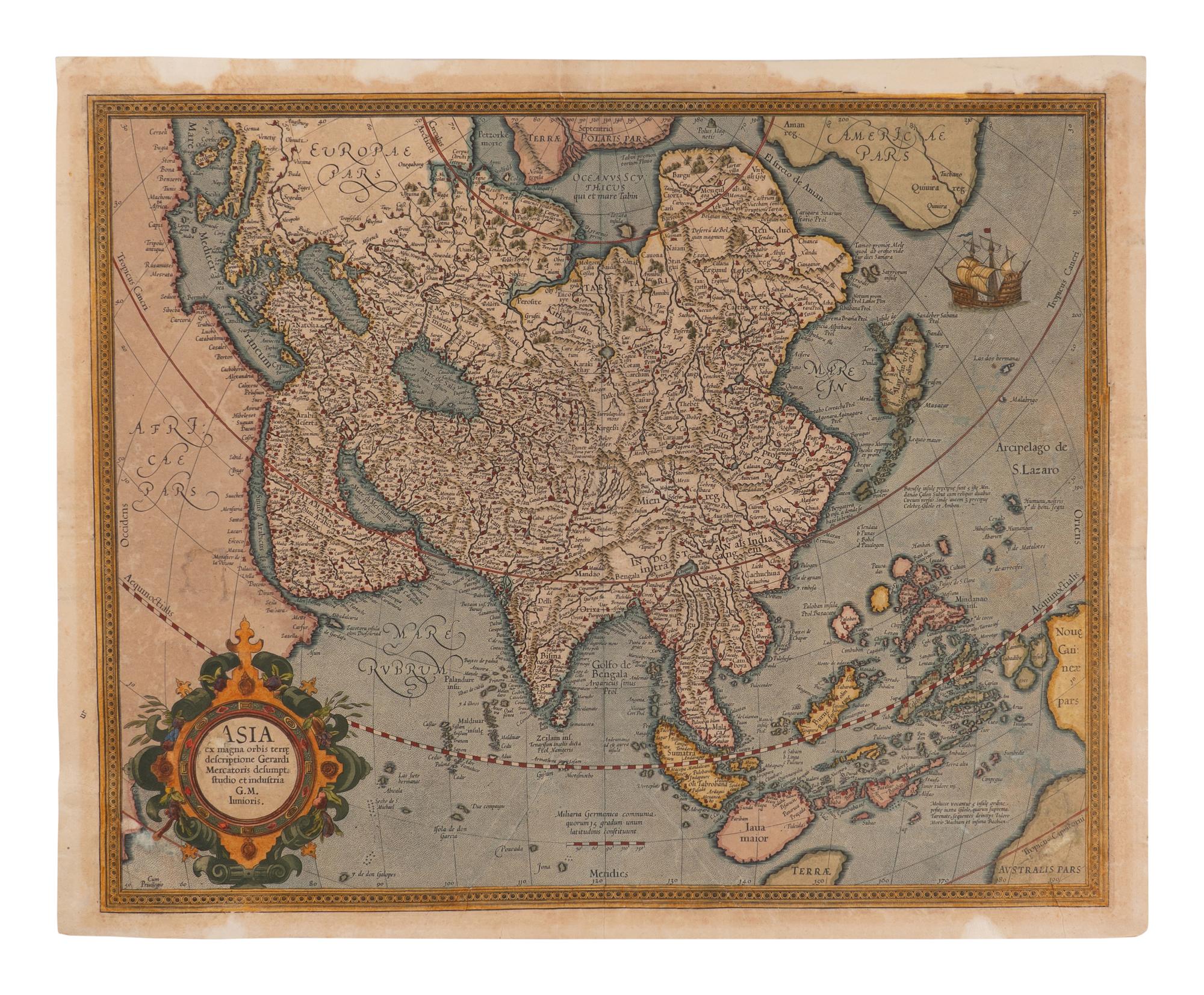 [Maps & Atlases] Mercator, Gerard. Group of 4 Hand-Colored Engraved Maps
