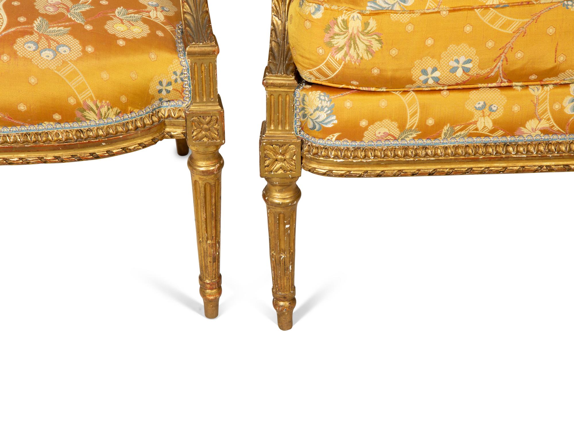 A Louis XVI Giltwood Six-Piece Salon Suite