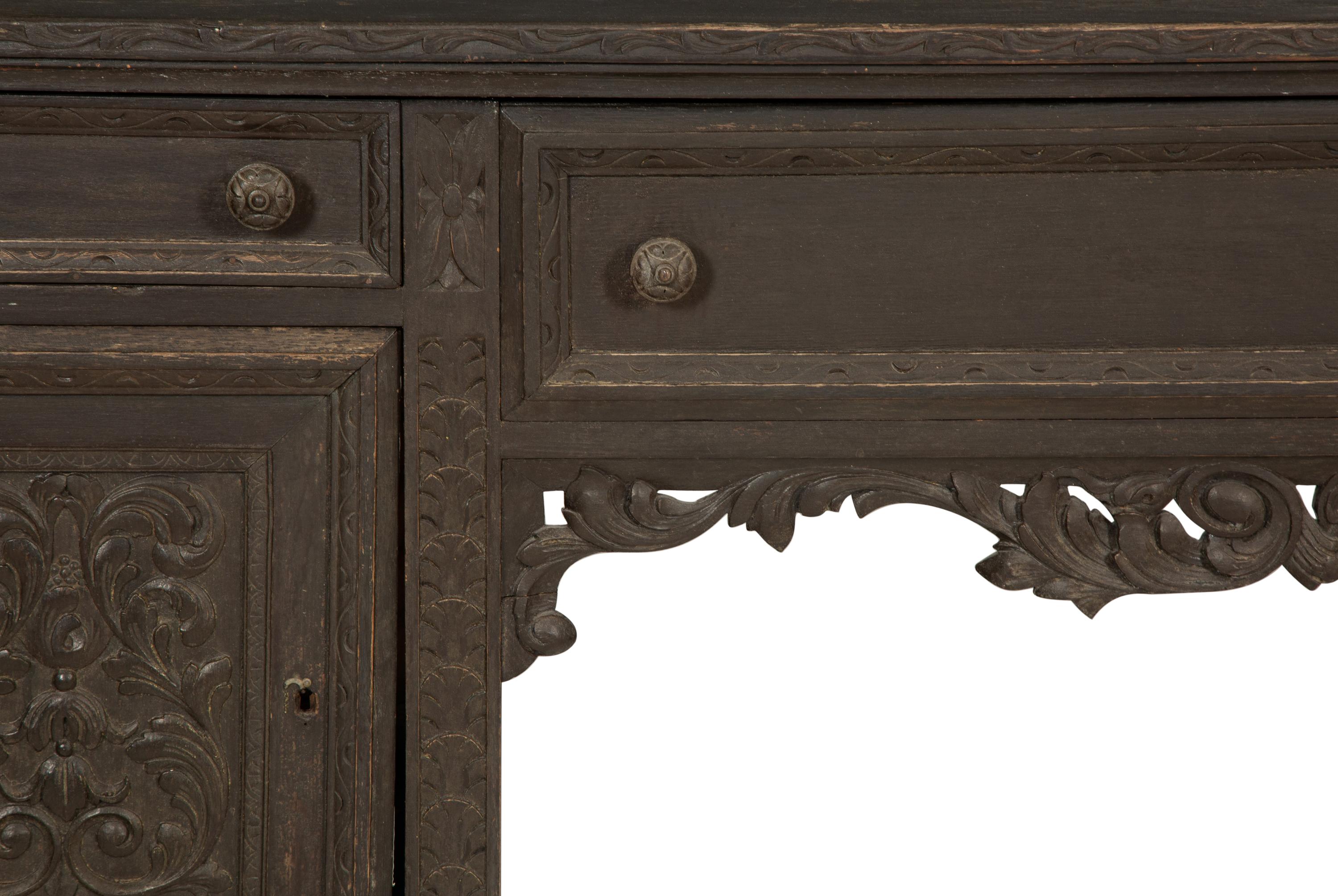 A Minzner Carved Oak Jacobean Style Side Board