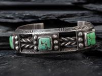 Navajo Silver and Turquoise Cuff Bracelet