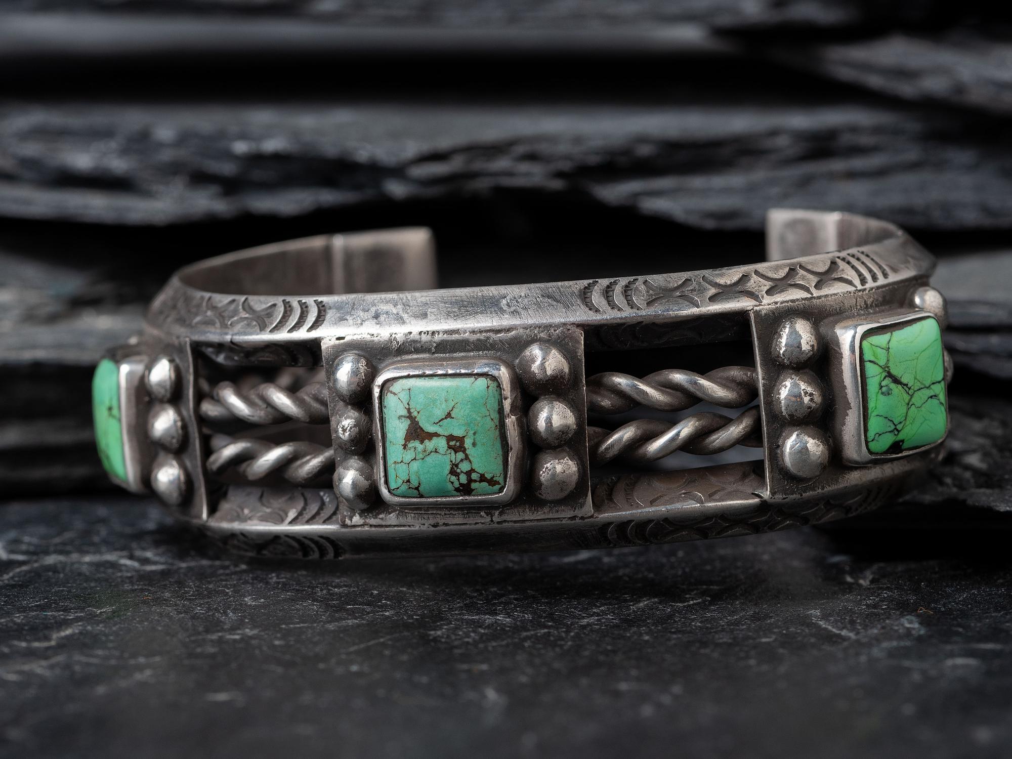 Navajo Silver and Turquoise Cuff Bracelet