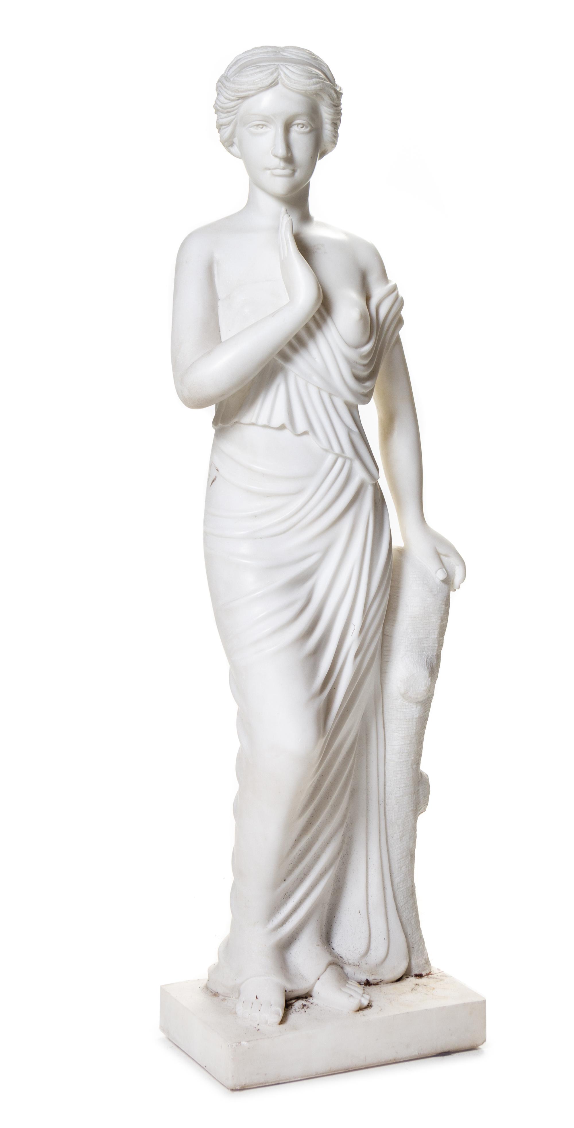 A Continental Carved Alabaster Figure Height 40 inches. — LATE 19TH/EARLY 20TH CENTURY