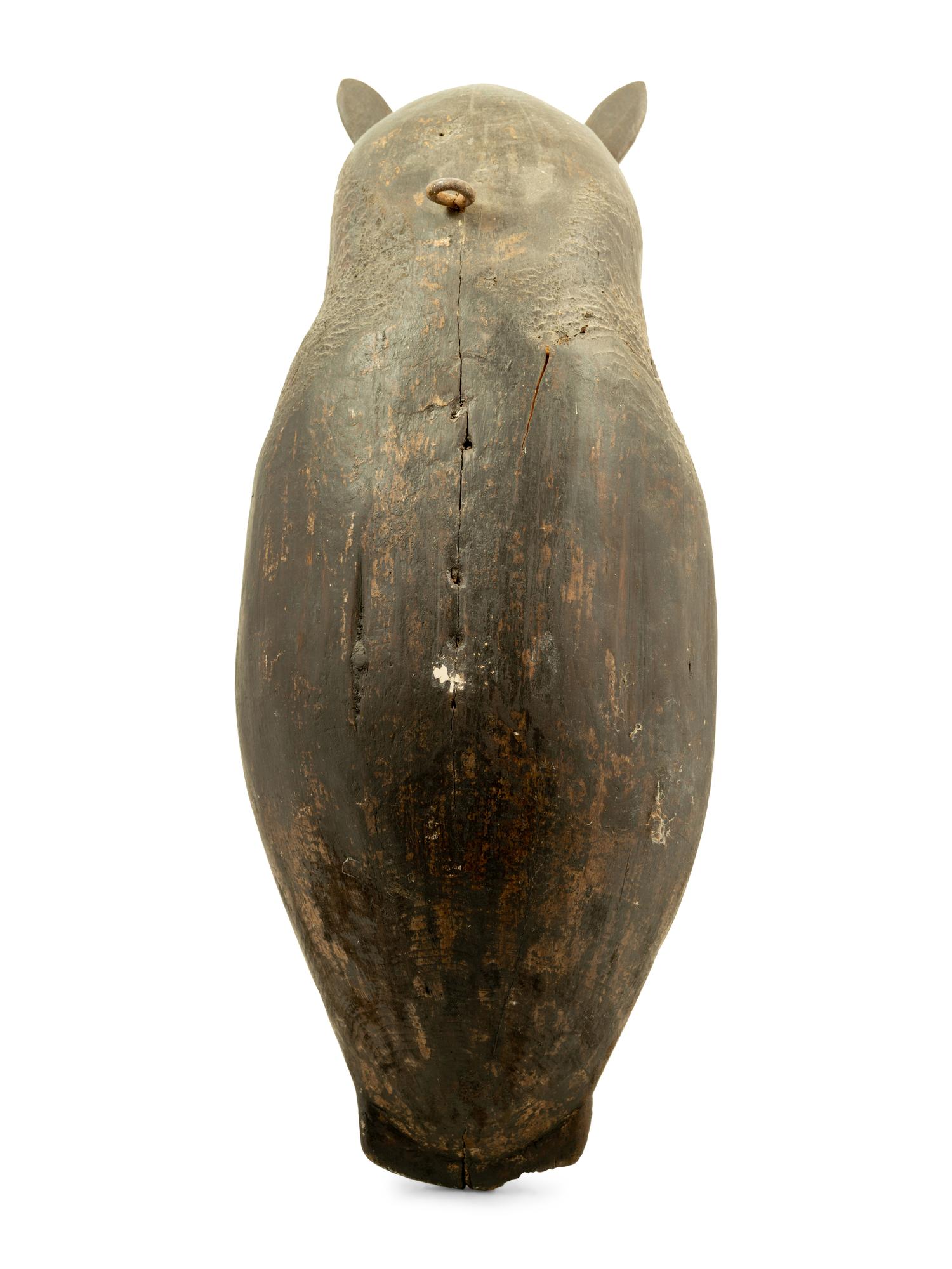 A Carved and Polychrome Decorated Wood Owl
