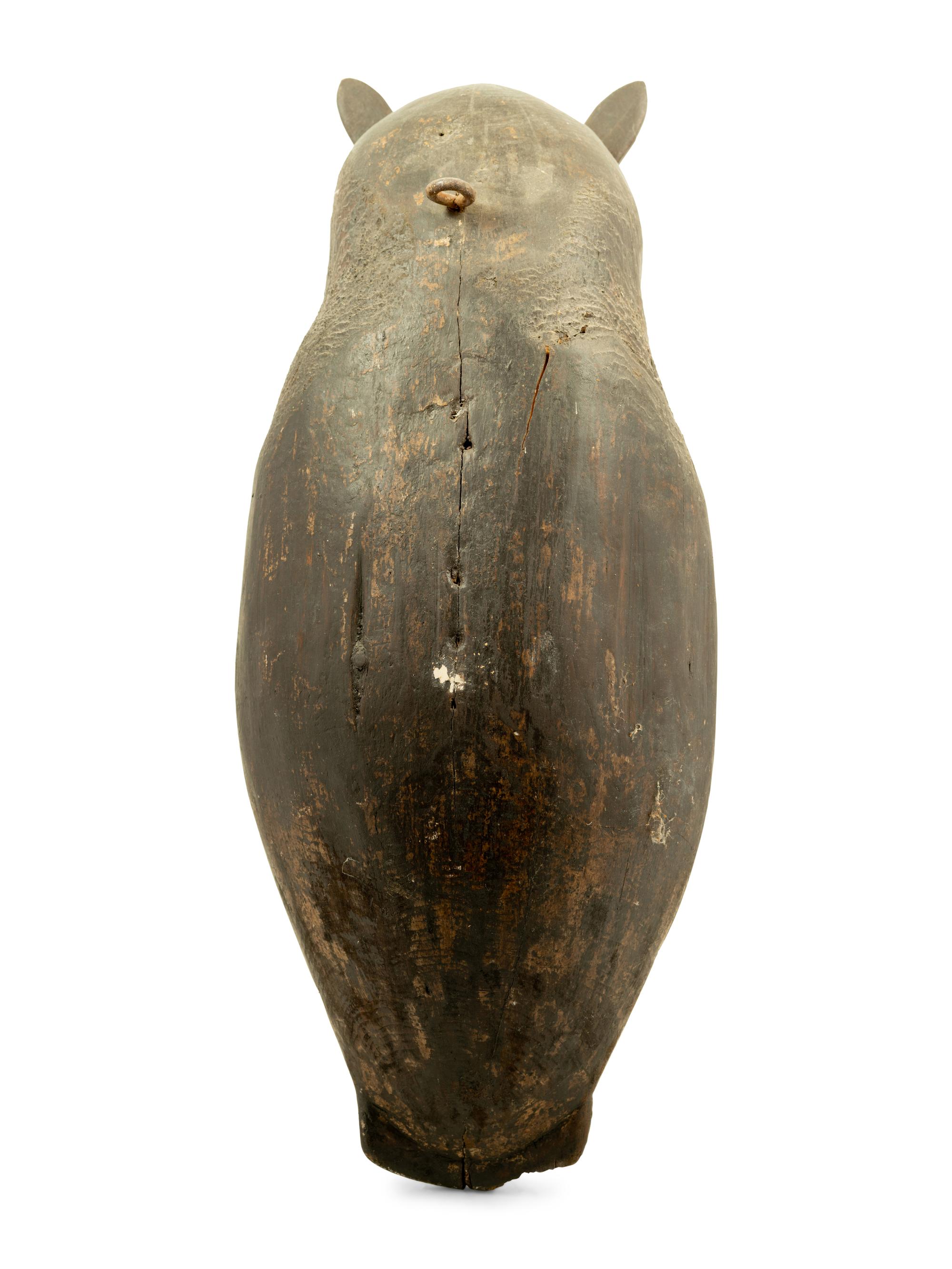 A Carved and Polychrome Decorated Wood Owl