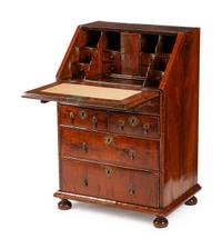 A Queen Anne Mahogany and Burl Walnut Slant-Front Desk