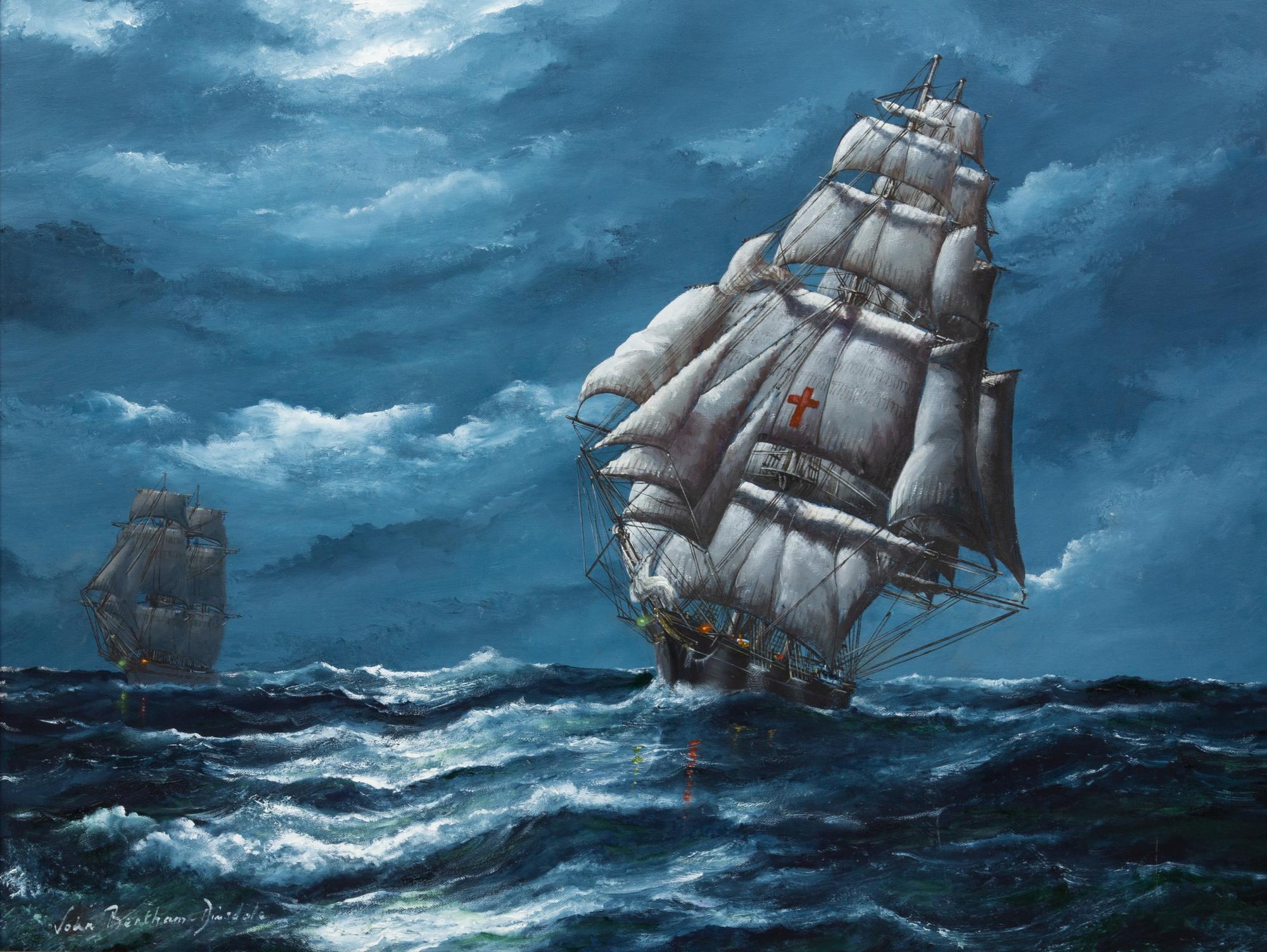 Two Clipper Ships at Full Sail