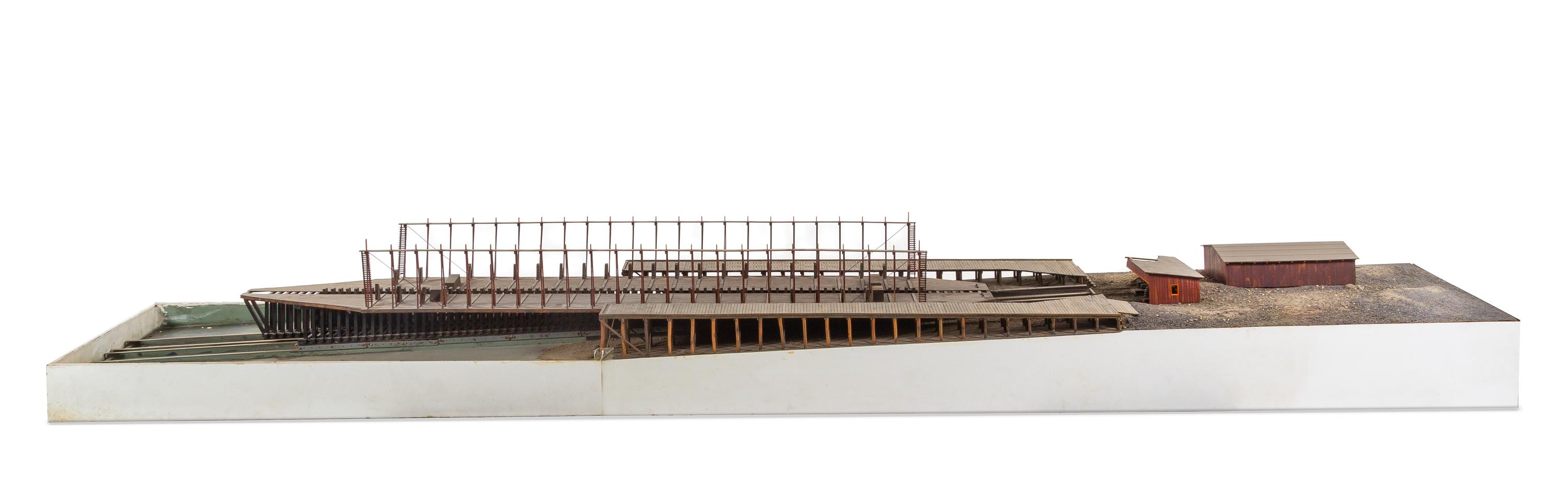 A Model of a Marine Railway Height of model 14 3/4 x width 24 1/4 x length 132 1/4 inches.