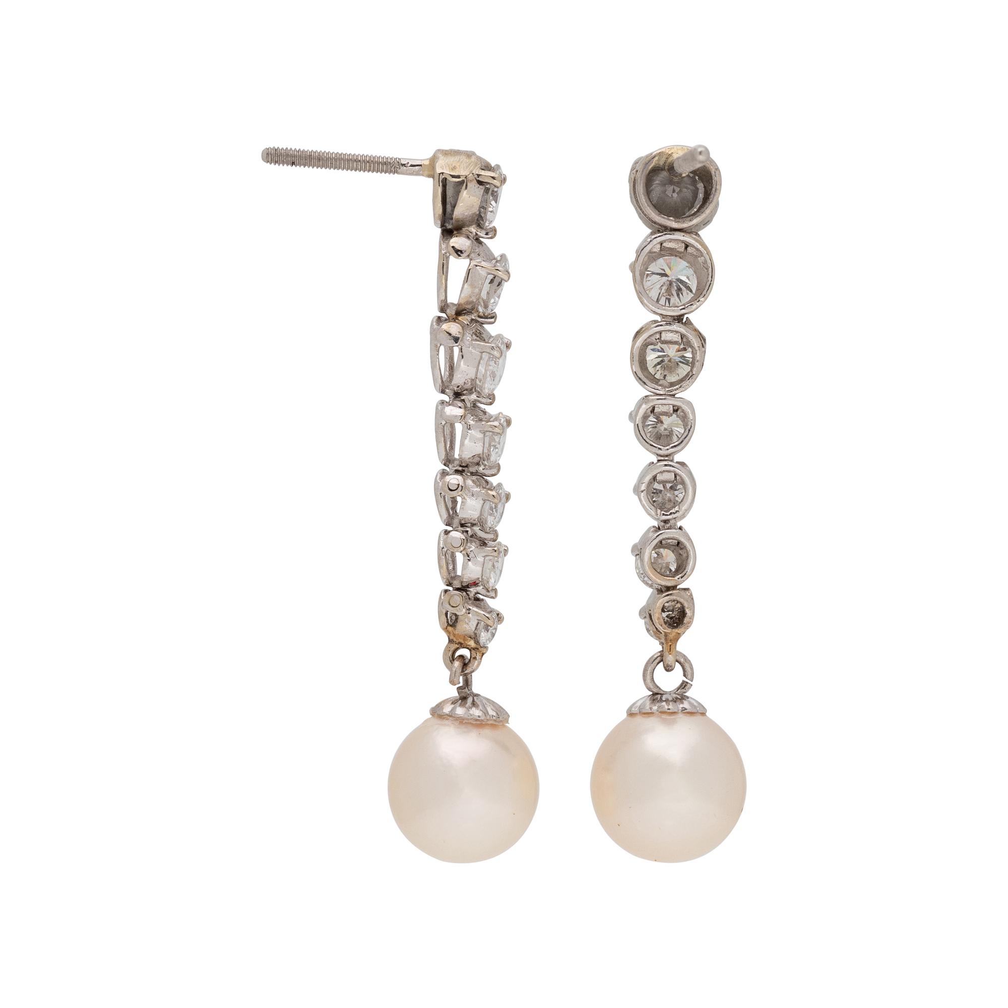 DIAMOND AND CULTURED PEARL EARRINGS